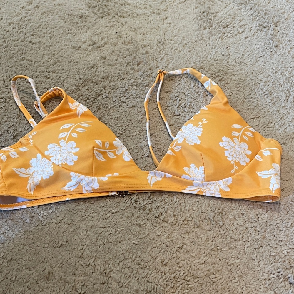 Zaful Yellow Floral Bikini Top